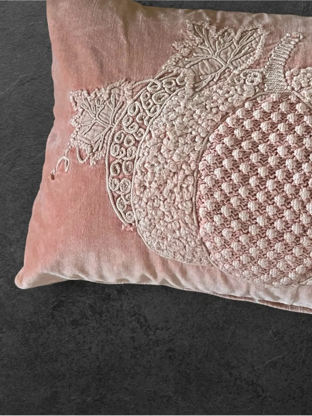 Gifts of Harvest Pumpkin embroidered with vines  cover over duck feather pillow.